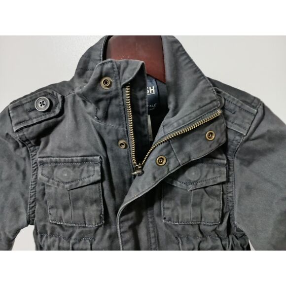 OshKosh B'gosh:  Black Vintage Looking Zip/Snap Button Jacket, Boy Size 2T - Picture 3 of 5